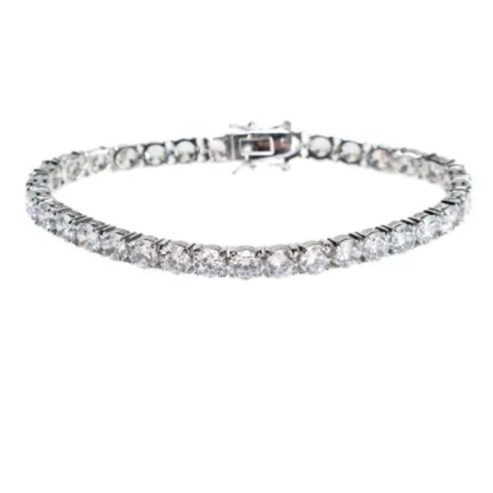 Kenneth Jay Lane Sparkling Tennis Silver Bracelet - Picture 2 of 3